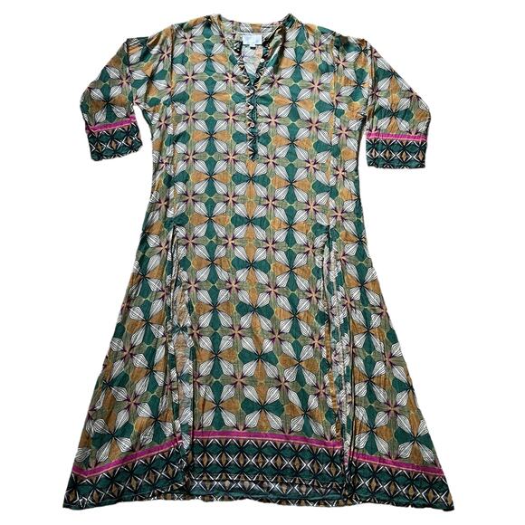 Jade Johnny Was Geo Floral Flowy Sheer Tunic Dress Sz S - Picture 2 of 5